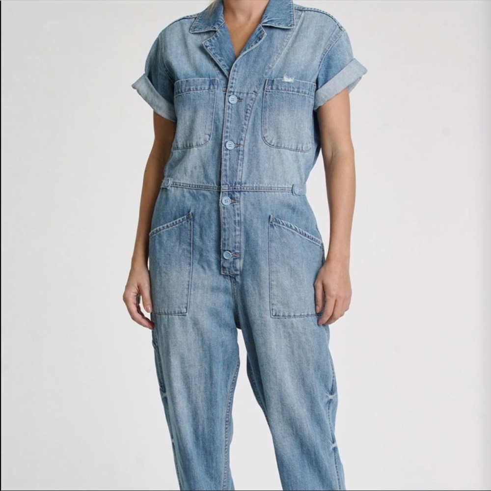 Pistola Grover Denim Short Sleeve Jumpsuit